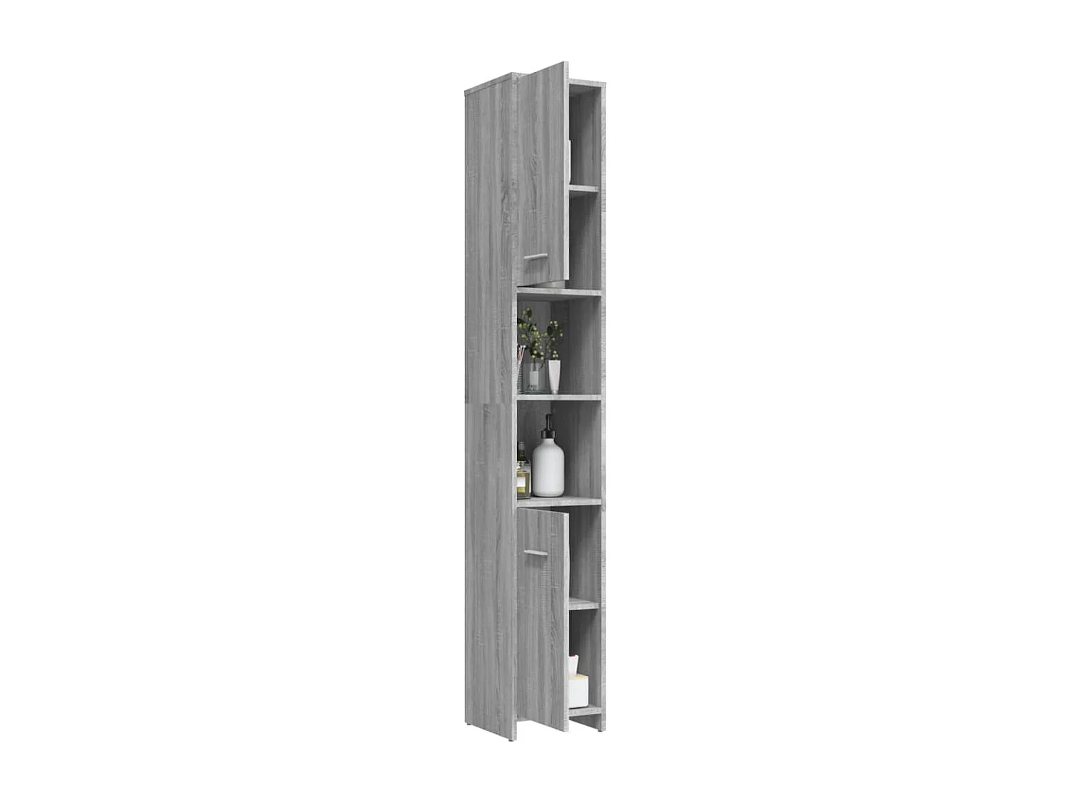 Badkamerkast 30x30x183,5 cm bewerkt hout grijs sonoma eiken
