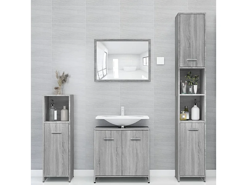 Armoire de bain Sonoma gris 30x30x183,5 cm Bois d'ingénierie