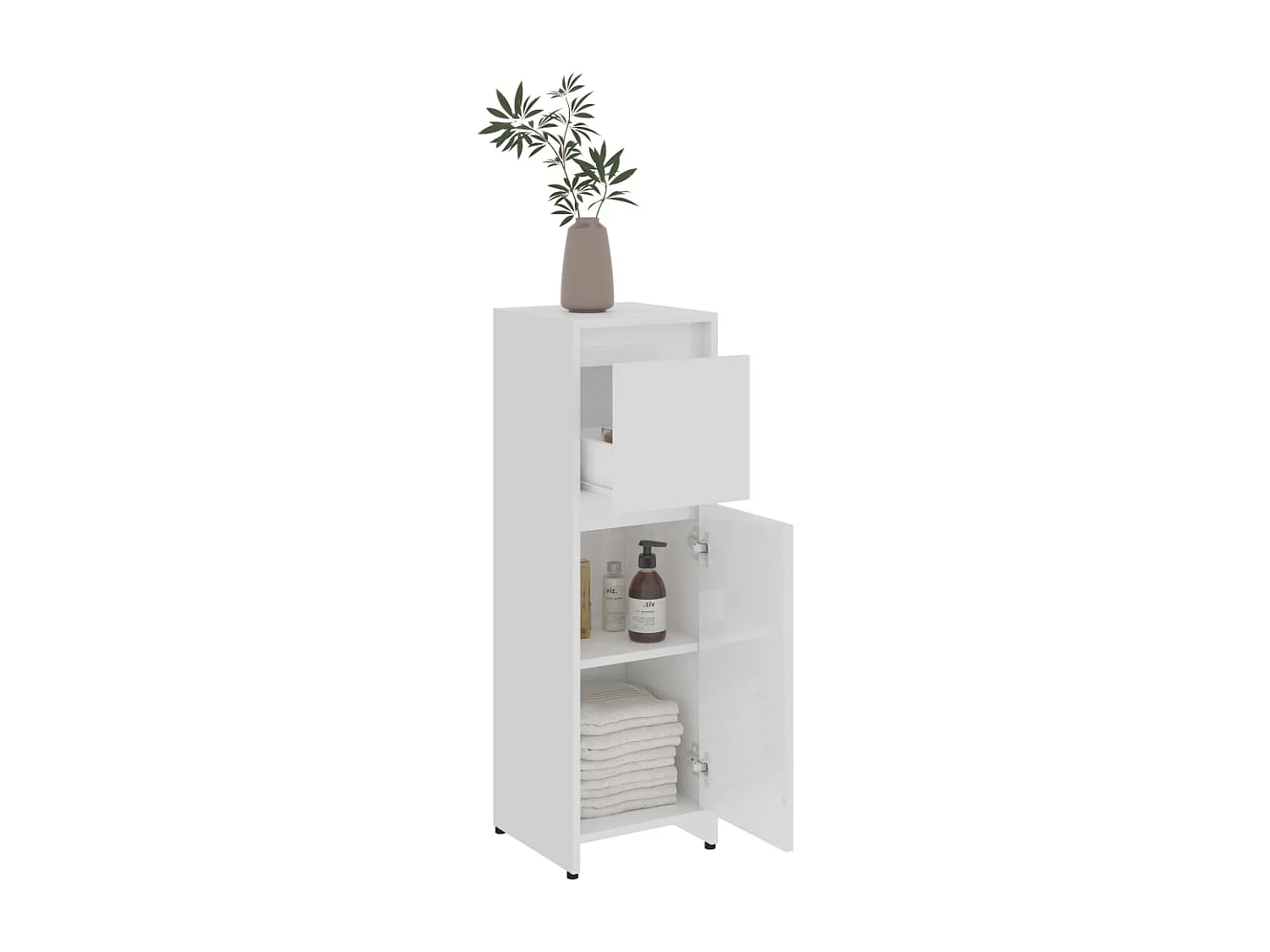 Armoire de salle de bain Blanc brillant Bois d’ingénierie