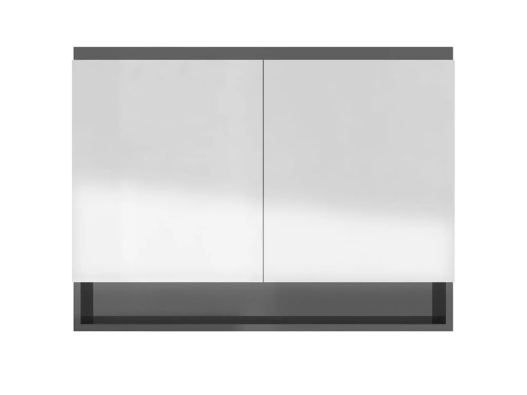 Armário espelhado p/ casa banho 80x15x60cm MDF cinza brilhante