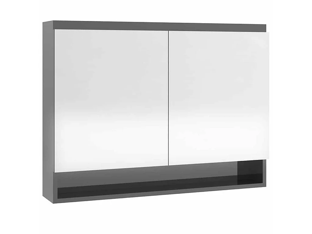 Armário espelhado p/ casa banho 80x15x60cm MDF cinza brilhante
