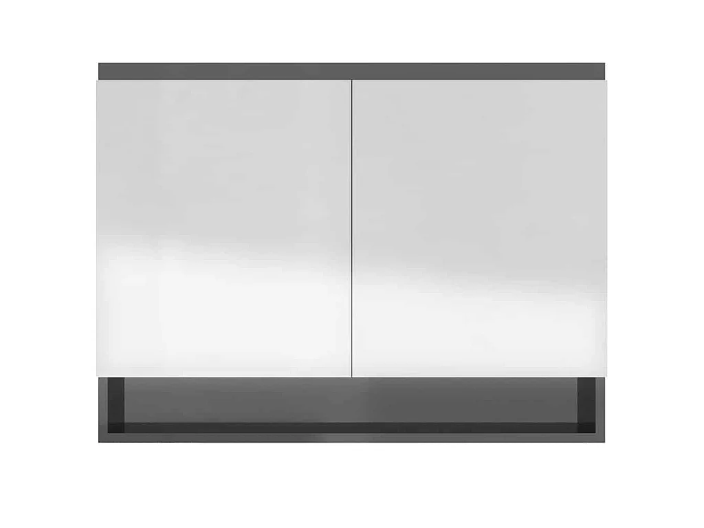 Armário espelhado p/ casa banho 80x15x60cm MDF cinza brilhante