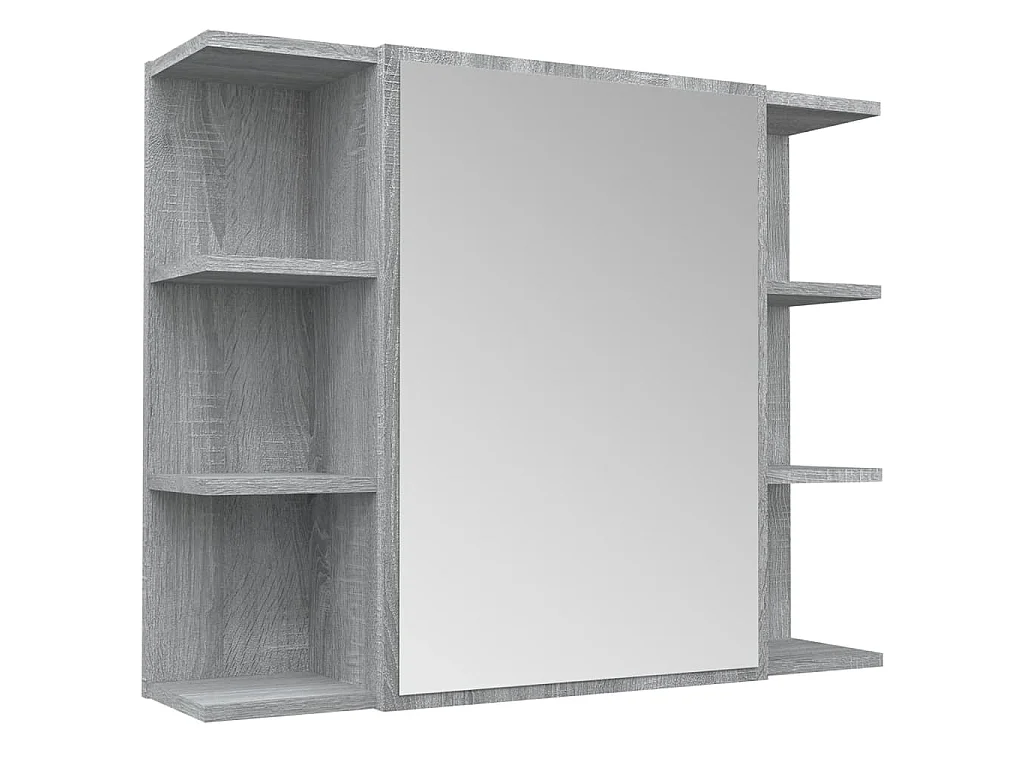 Armoire à miroir de salle de bain Sonoma gris 80x20,5x64cm Bois