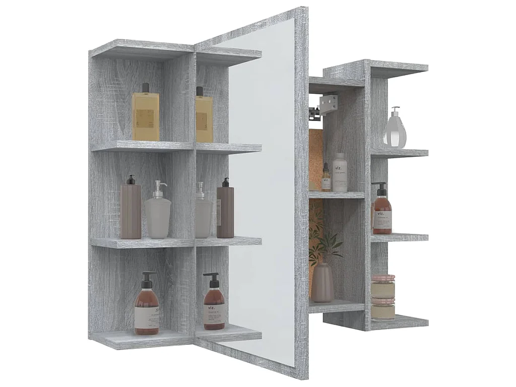 Armoire à miroir de salle de bain Sonoma gris 80x20,5x64cm Bois
