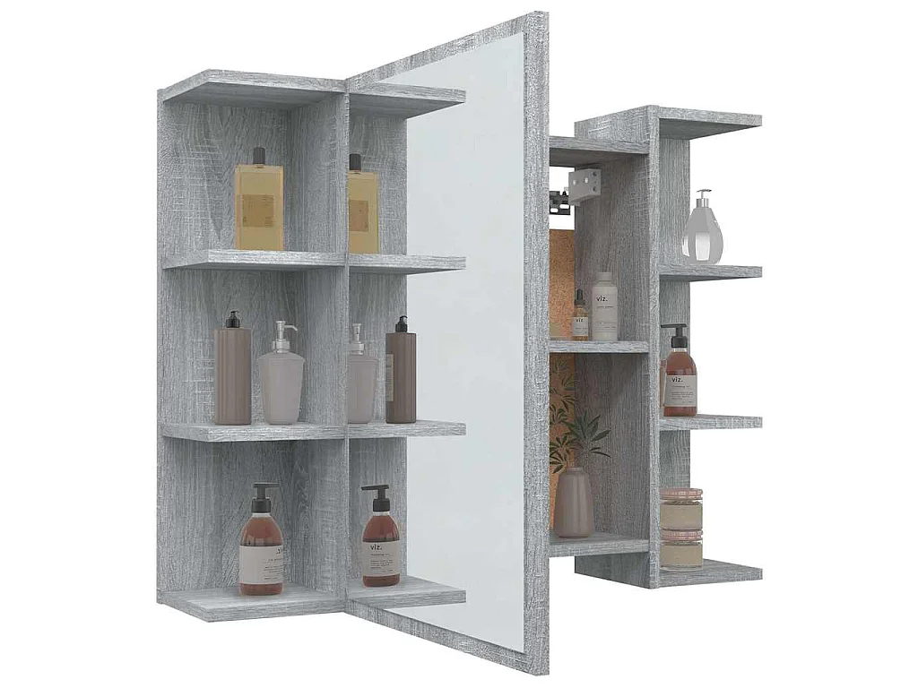 Badkamerspiegelkast 80x20,5x64 cm bewerkt hout grijs sonoma