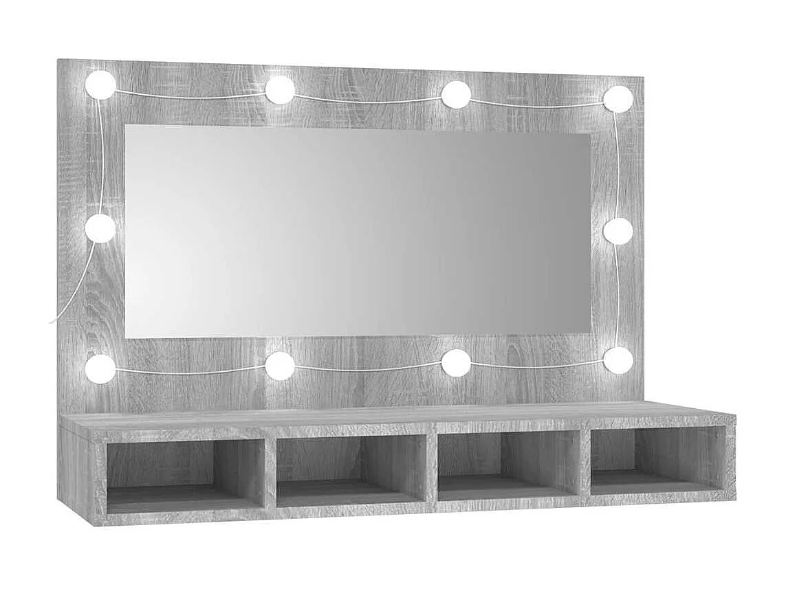 Spiegelkast met LED-verlichting 90x31,5x62 cm grijs sonoma