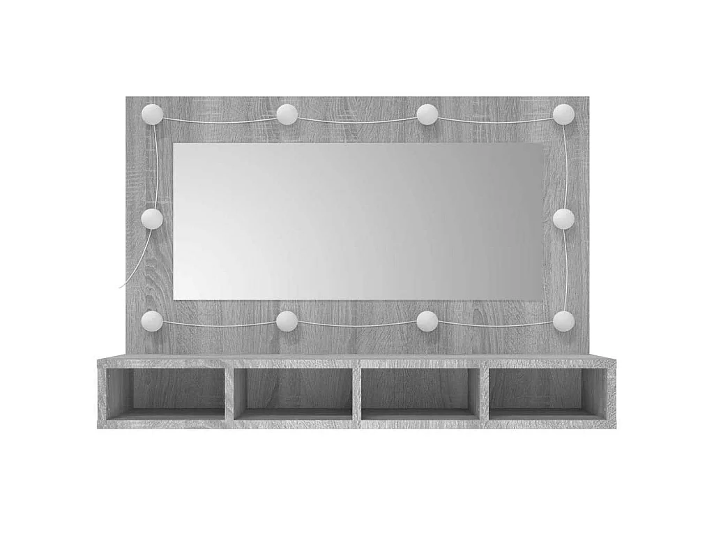 Spiegelkast met LED-verlichting 90x31,5x62 cm grijs sonoma