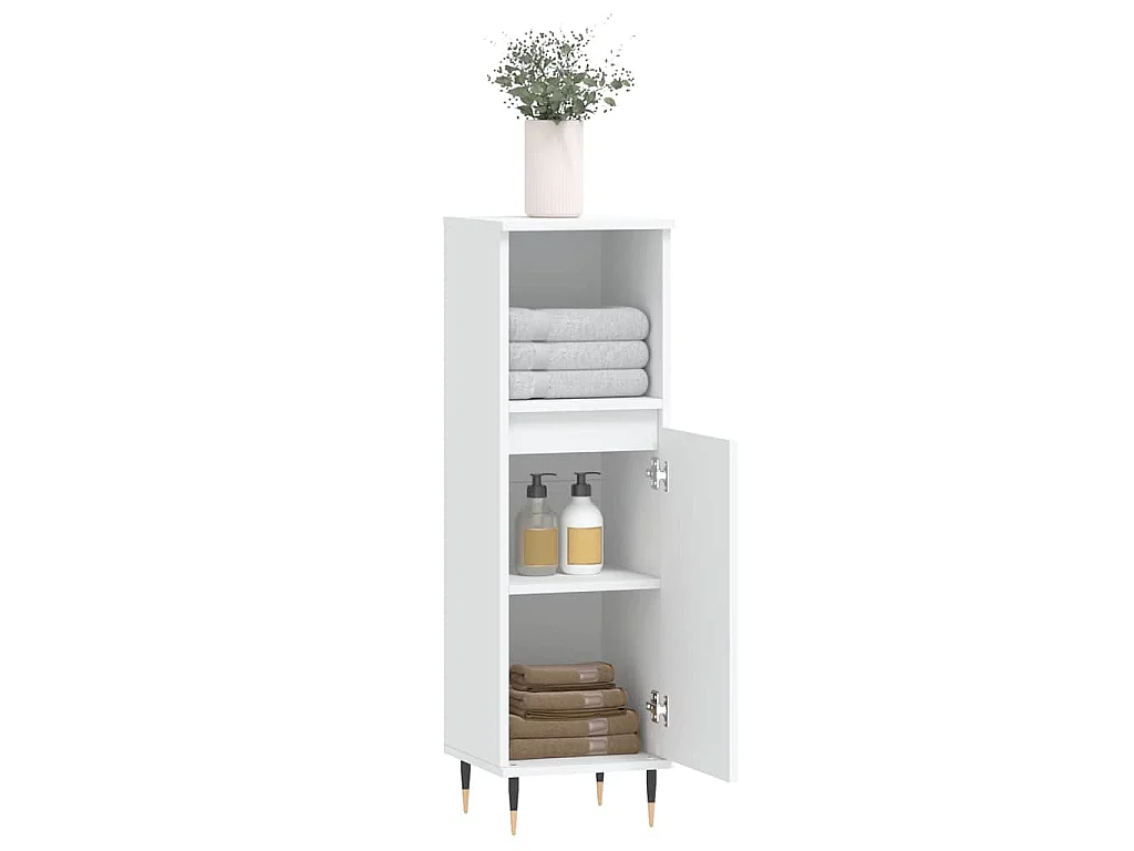 Armoire de salle de bain blanc 30x30x100 cm bois d'ingénierie