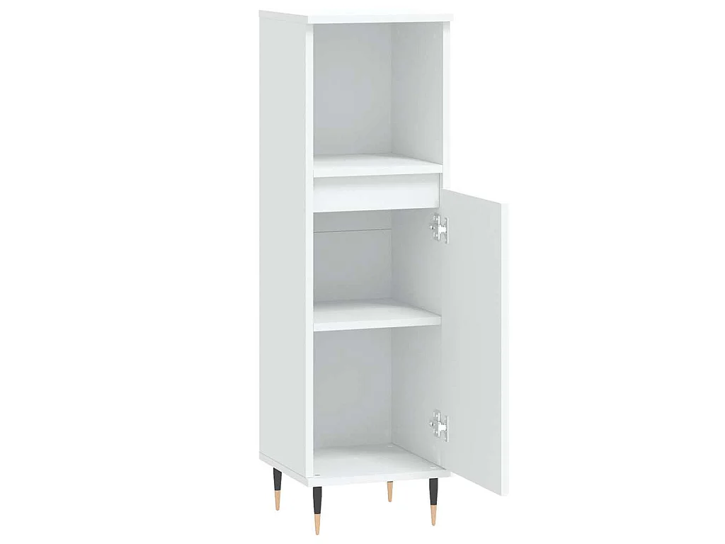 Armoire de salle de bain blanc 30x30x100 cm bois d'ingénierie