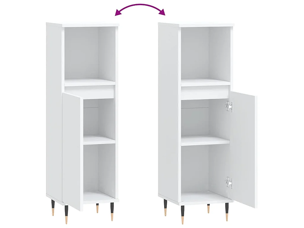 Armoire de salle de bain blanc 30x30x100 cm bois d'ingénierie