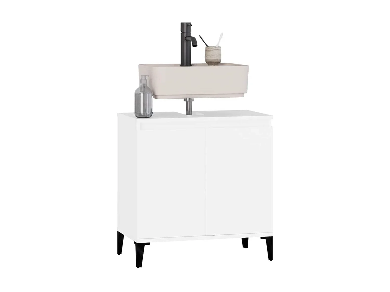 Armário de lavatório 58x33x60 cm derivados de madeira branco