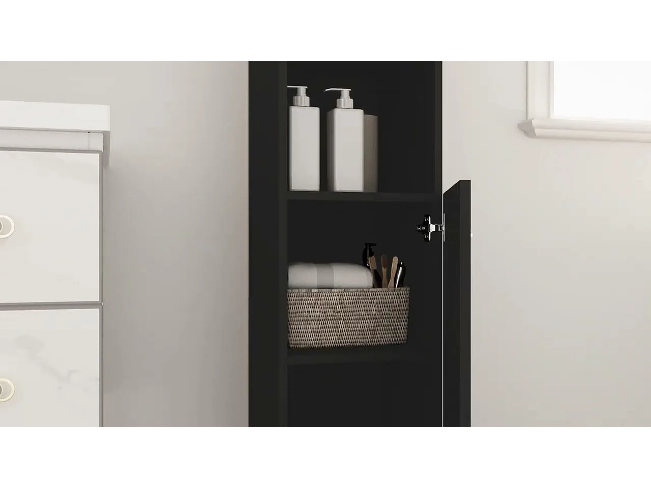 Armoire de salle de bain Noir 30x30x179 cm Bois d'ingénierie