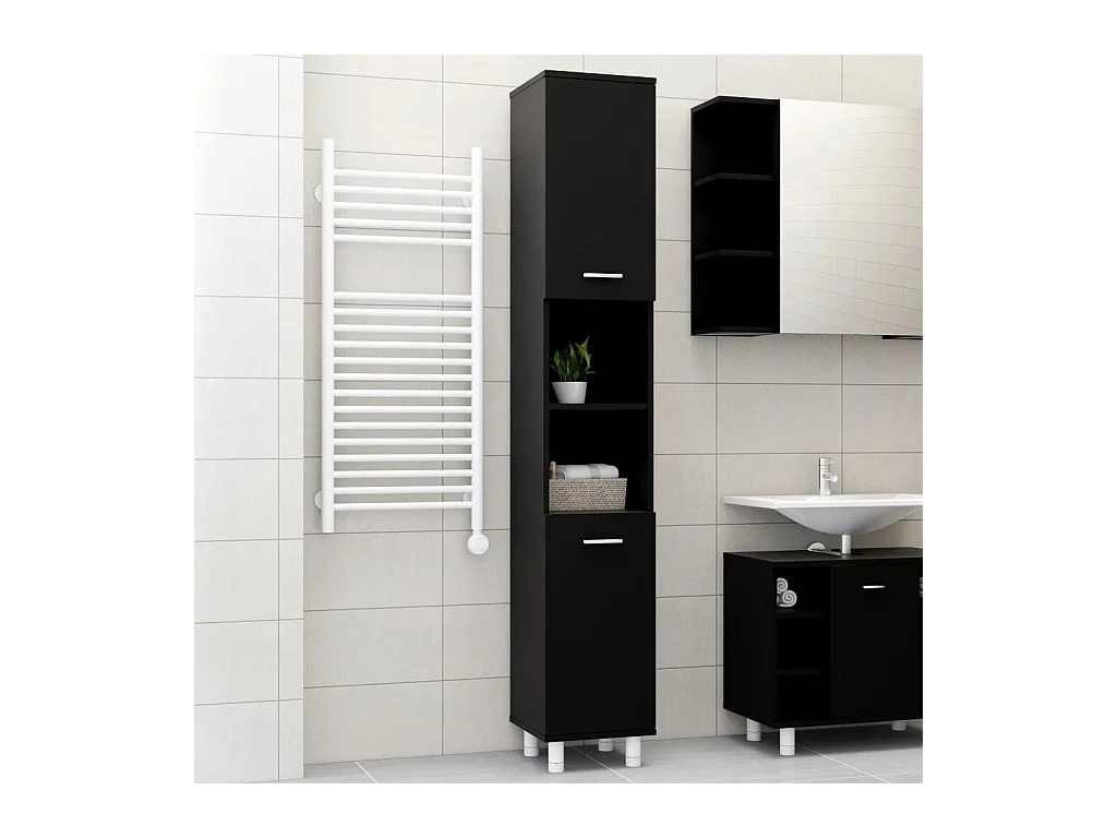 Armoire de salle de bain Noir 30x30x179 cm Bois d'ingénierie