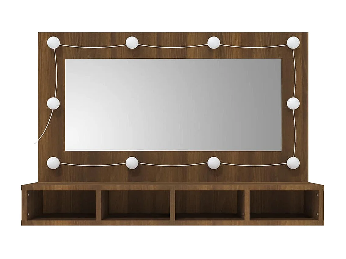 Armoire à miroir avec LED Chêne marron 90x31,5x62 cm