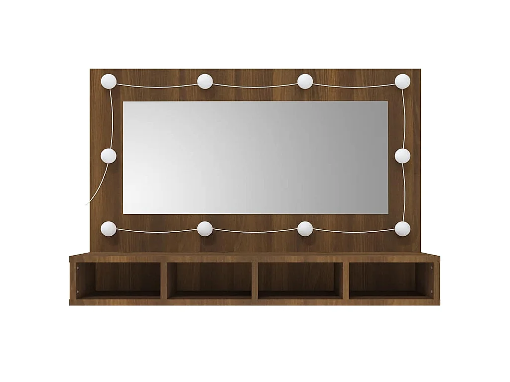 Mobile a Specchio con LED Rovere Marrone 90x31,5x62 cm
