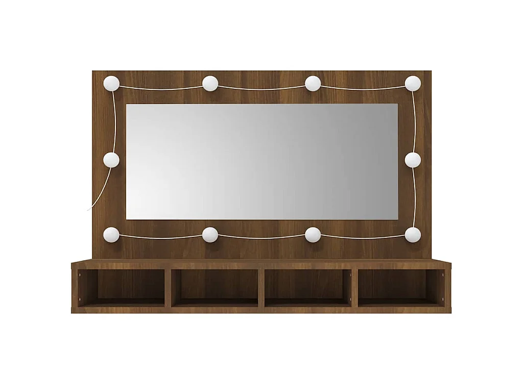 Mobile a Specchio con LED Rovere Marrone 90x31,5x62 cm