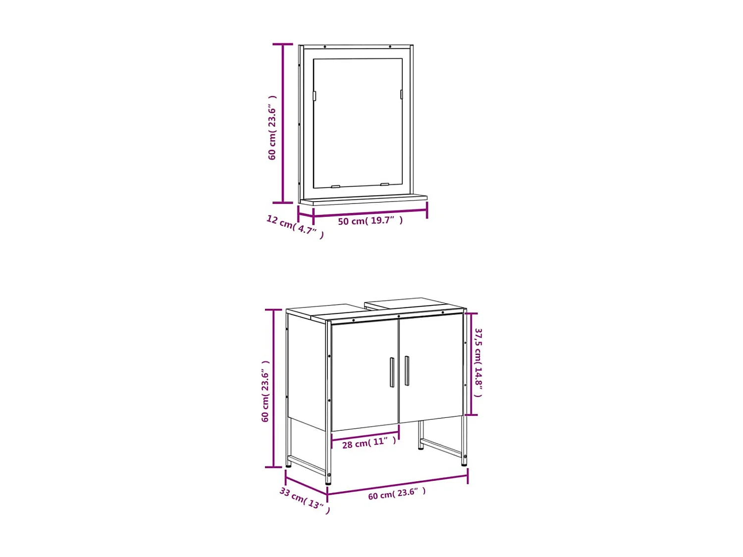 Ensemble d'armoires de salle de bain 2 pcs chêne sonoma