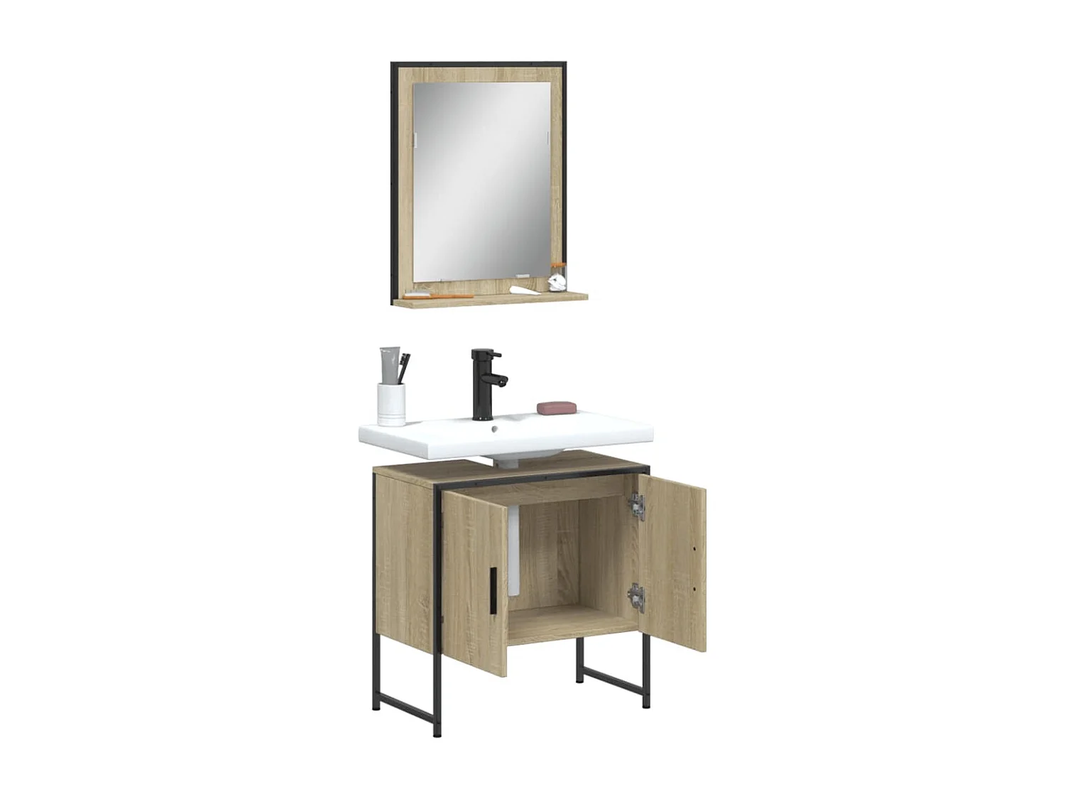 Ensemble d'armoires de salle de bain 2 pcs chêne sonoma