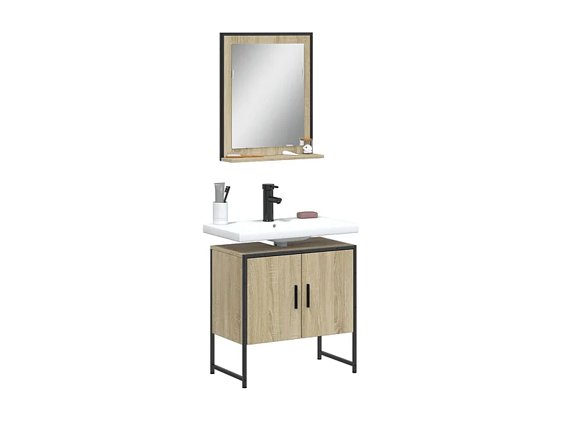 Ensemble d'armoires de salle de bain 2 pcs chêne sonoma