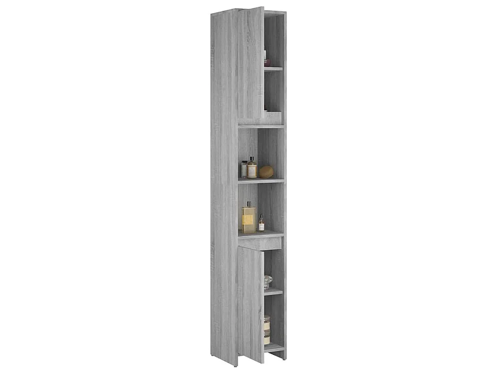 Armário WC 30x30x183,5 cm derivados de madeira cinzento sonoma