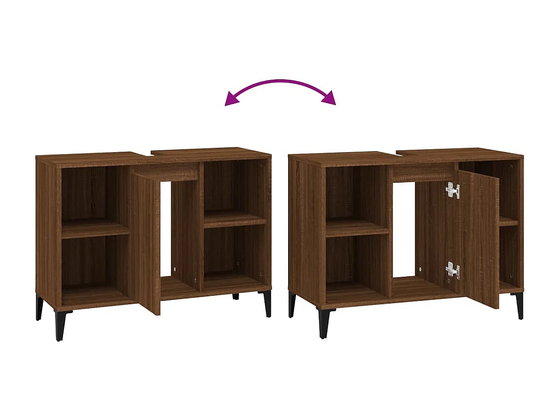 Meuble d'évier chêne marron 80x33x60 cm bois d'ingénierie