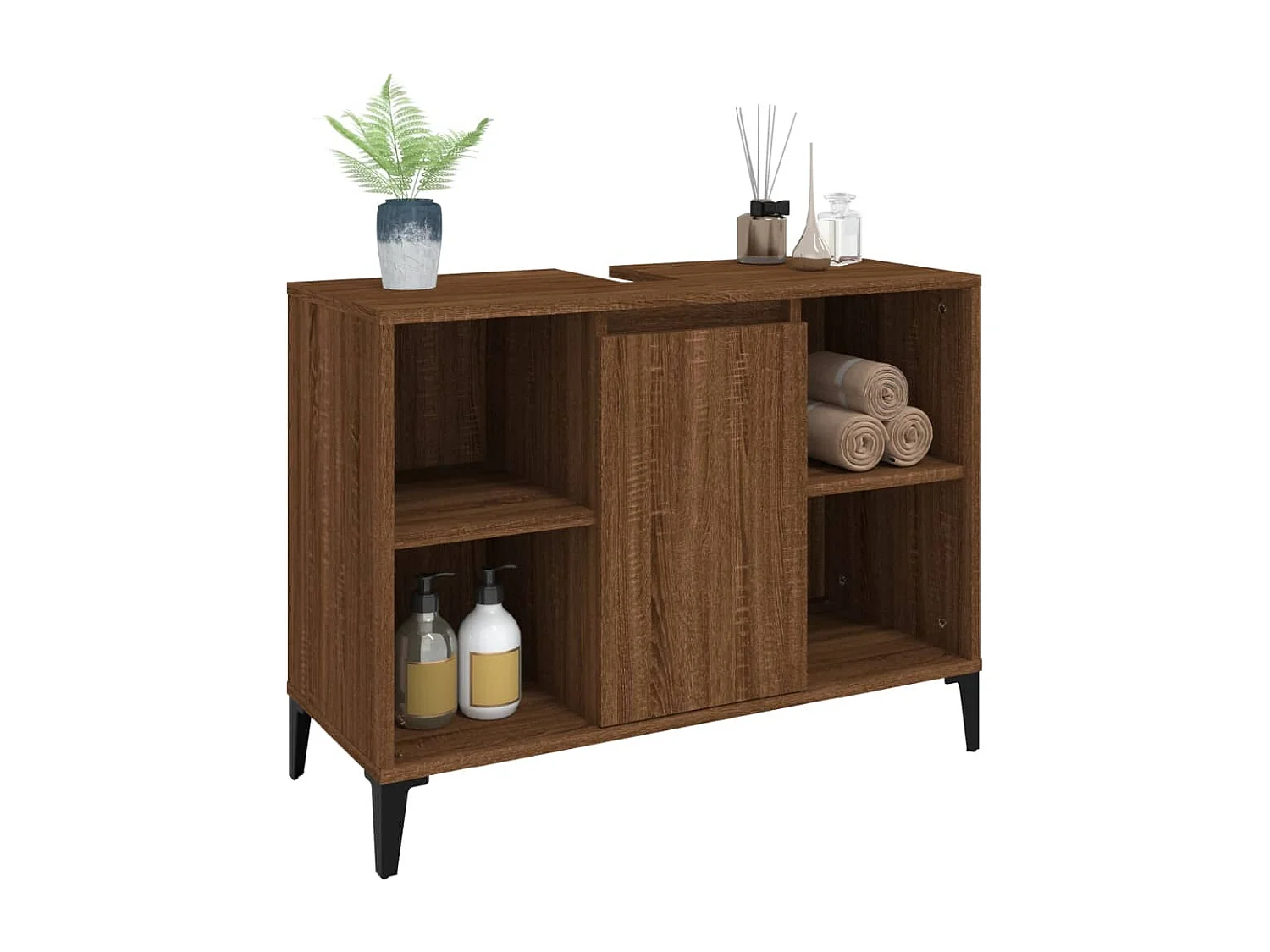 Meuble d'évier chêne marron 80x33x60 cm bois d'ingénierie