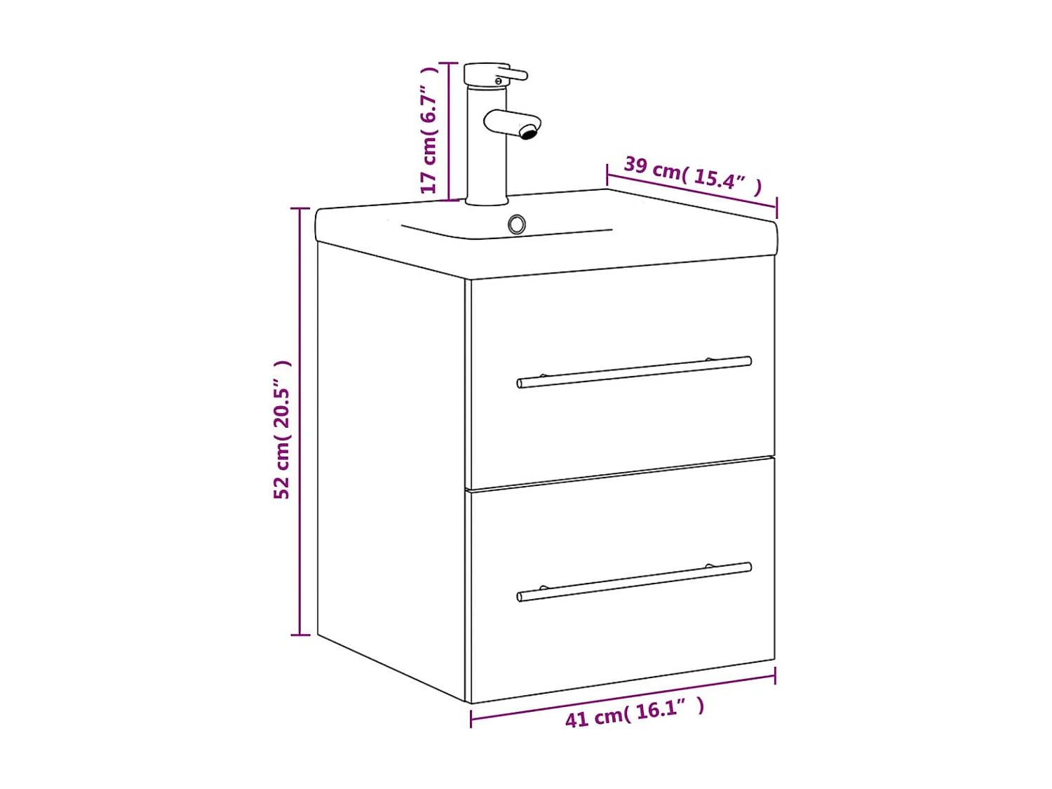 Wastafelkast met ingebouwde wasbak betongrijs