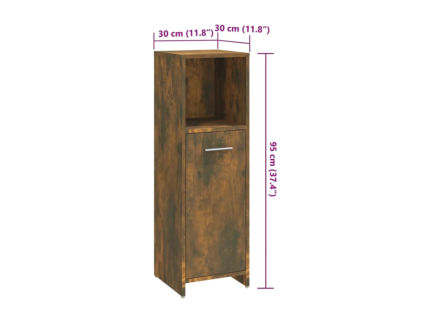 Armario de baño madera contrachapada roble ahumado 30x30x95 cm