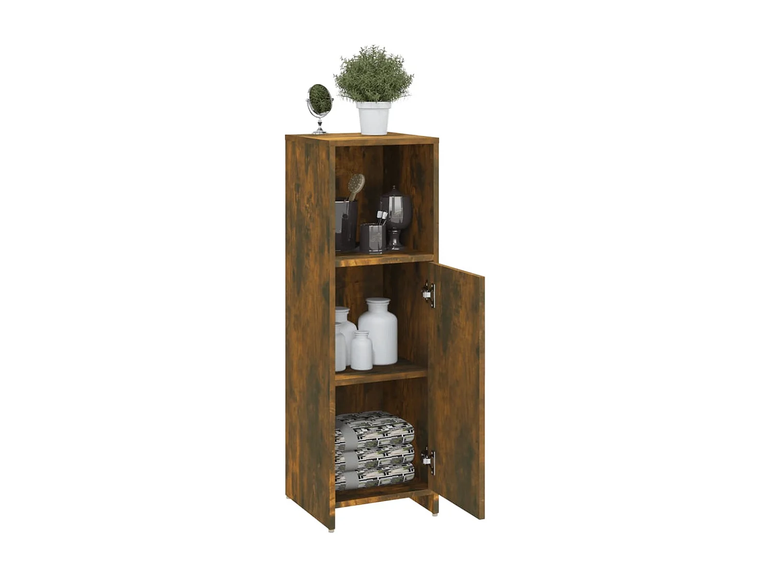 Armario de baño madera contrachapada roble ahumado 30x30x95 cm