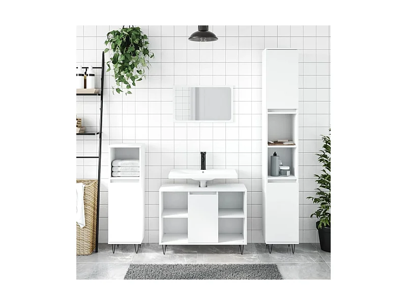 Badschrank Weiß 80x33x60 cm Holzwerkstoff