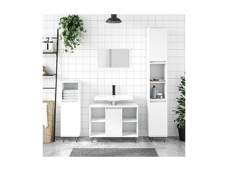 Armário de casa de banho 80x33x60 cm derivados madeira branco