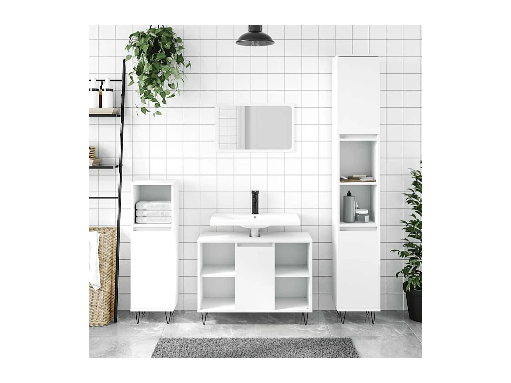 Armoire de salle de bain blanc 80x33x60 cm bois d'ingénierie