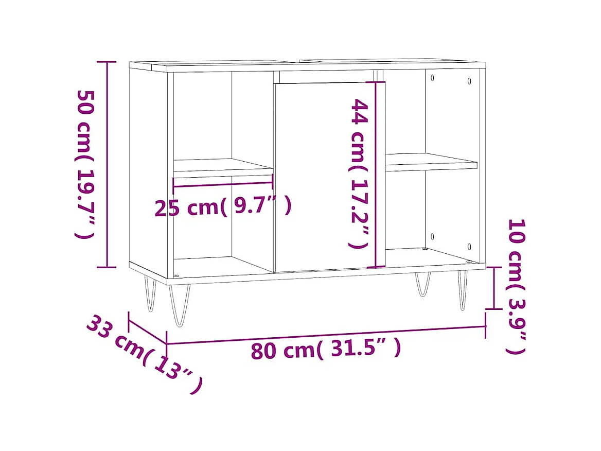 Armoire de salle de bain blanc 80x33x60 cm bois d'ingénierie