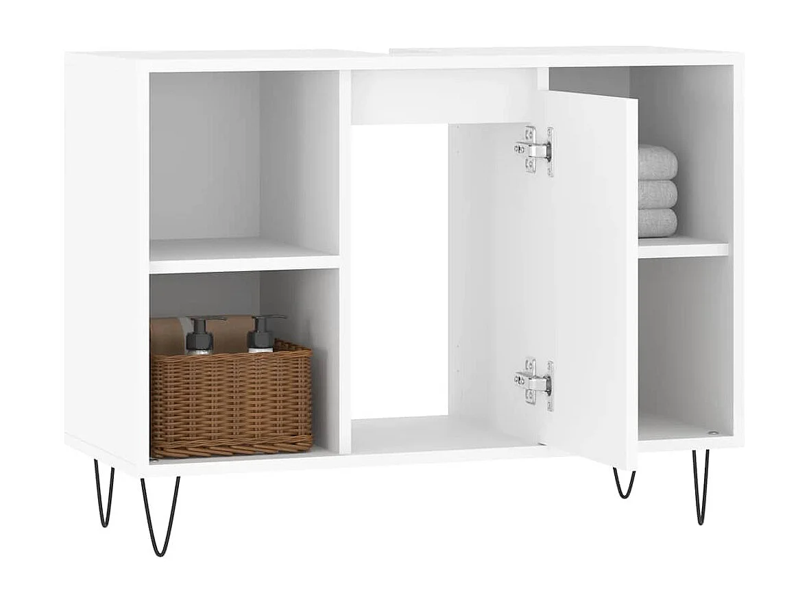 Badkamerkast 80x33x60 cm bewerkt hout wit