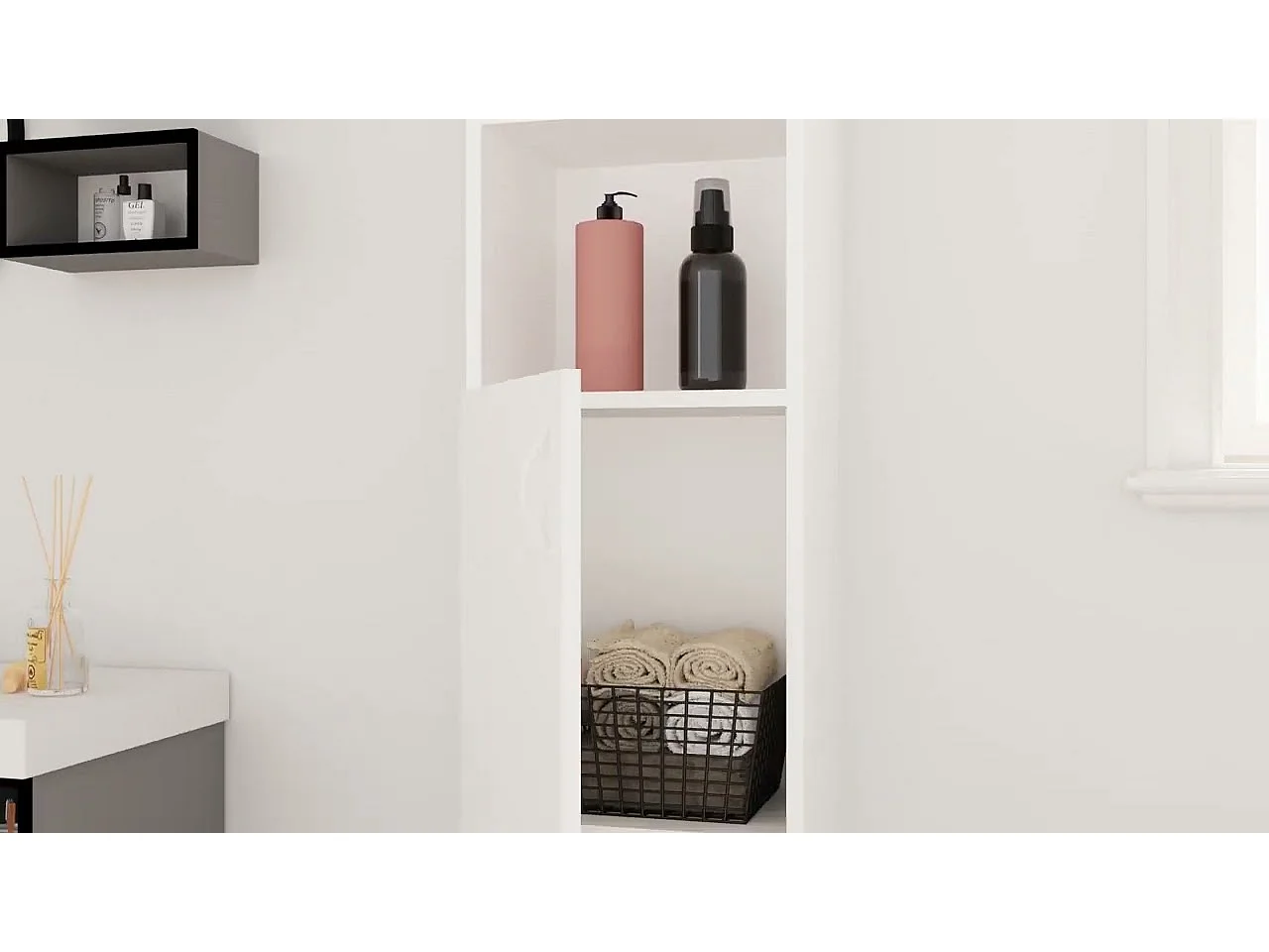 Armoire de salle de bain Blanc 32x25,5x190 cm Bois d'ingénierie