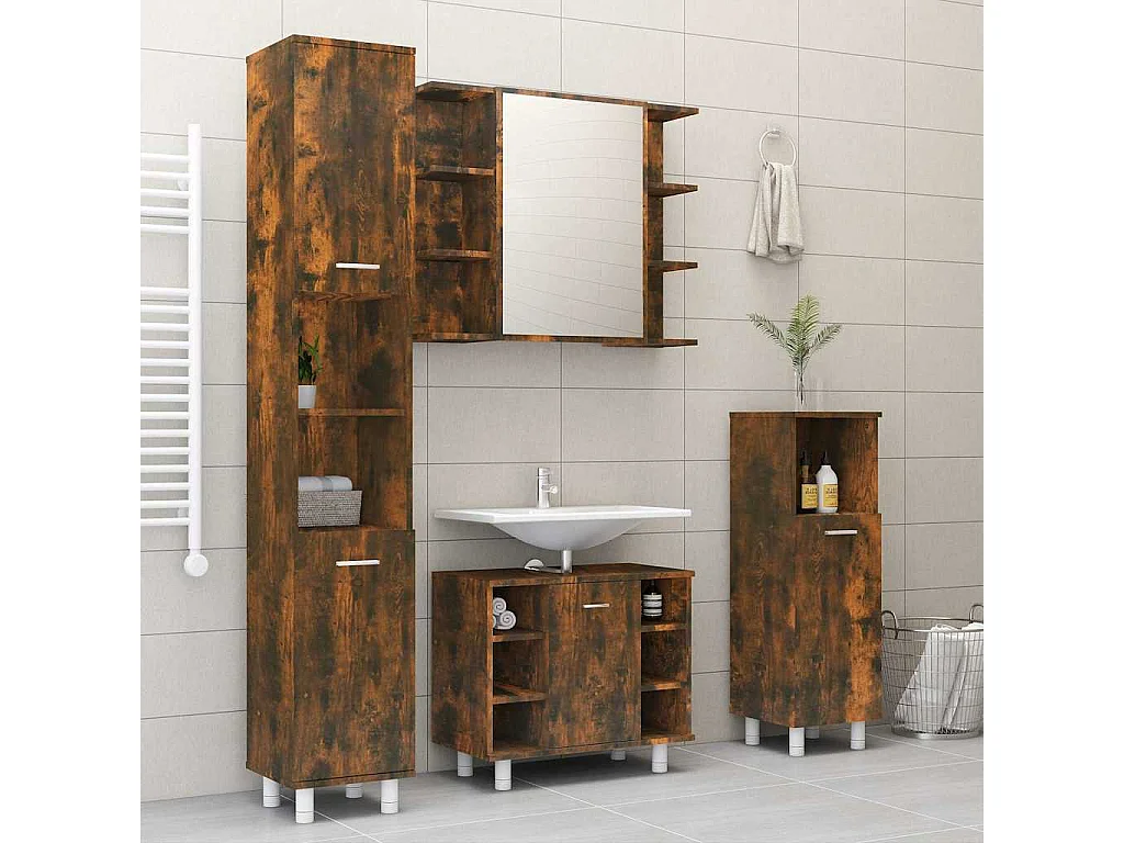 Bad-Spiegelschrank Räuchereiche 80x20,5x64 cm Holzwerkstoff