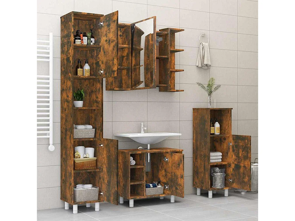 Bad-Spiegelschrank Räuchereiche 80x20,5x64 cm Holzwerkstoff