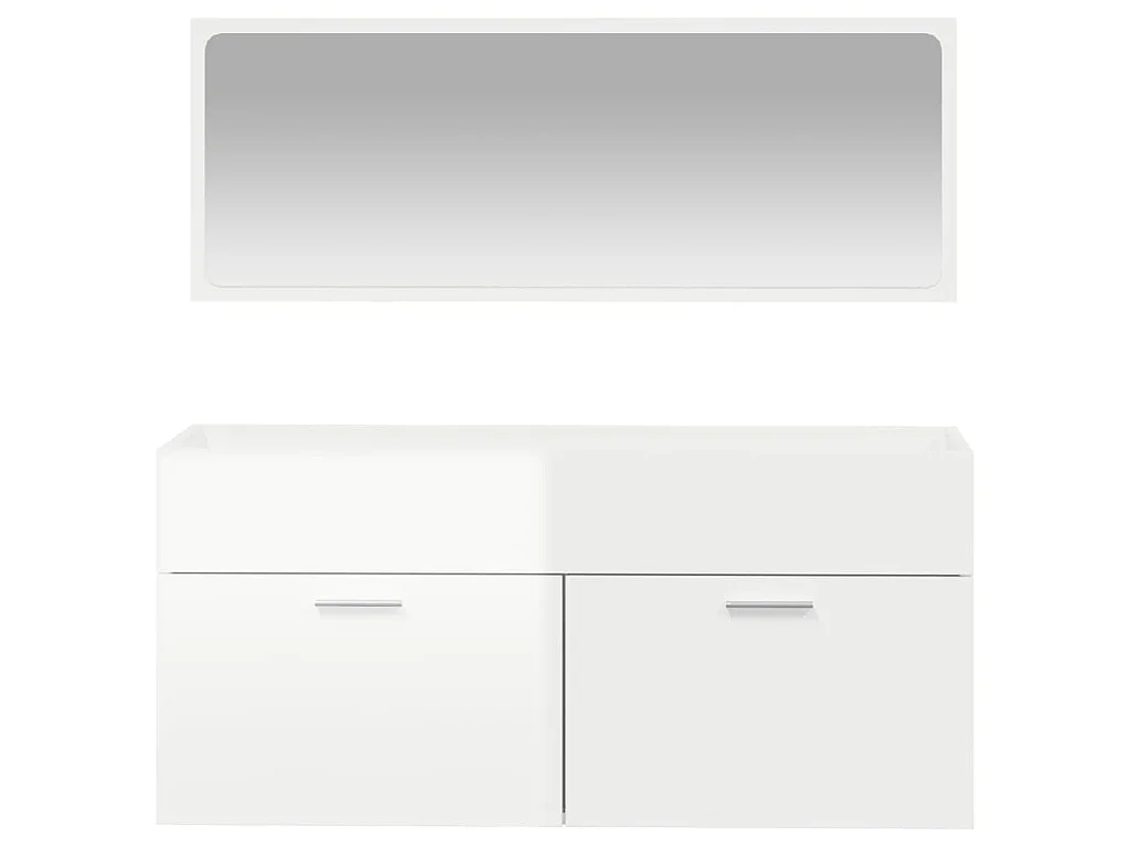 Mobile da Bagno con Specchio Bianco Lucido in Legno Multistrato