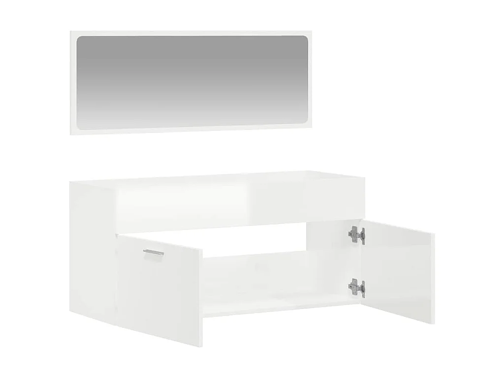Badschrank mit Spiegel Hochglanz-Weiß Holzwerkstoff