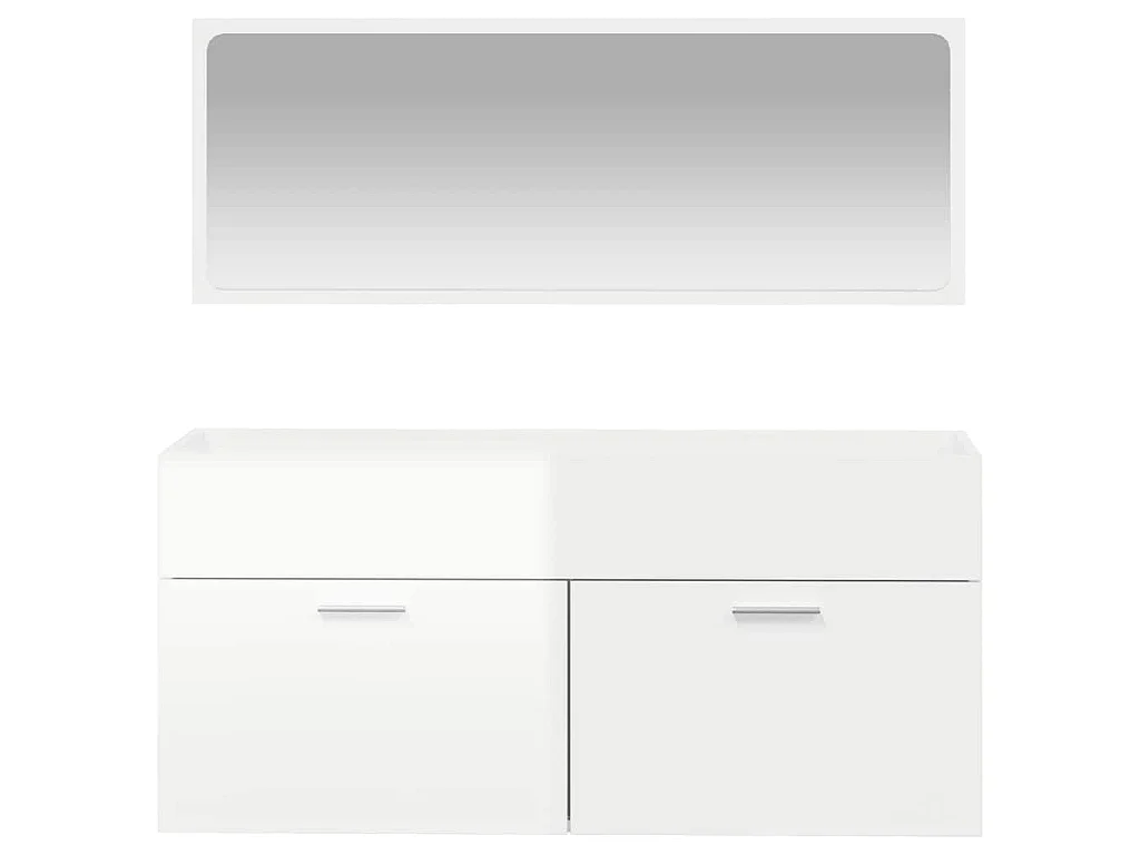 Badschrank mit Spiegel Hochglanz-Weiß Holzwerkstoff