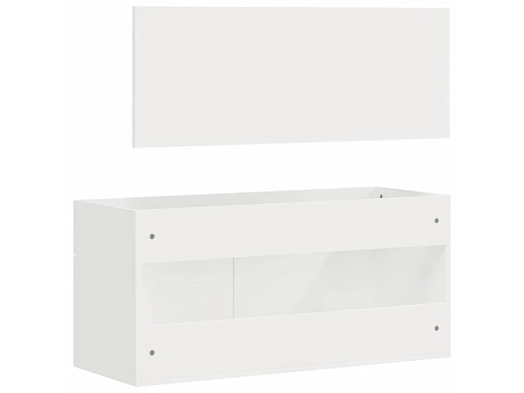 Badschrank mit Spiegel Hochglanz-Weiß Holzwerkstoff