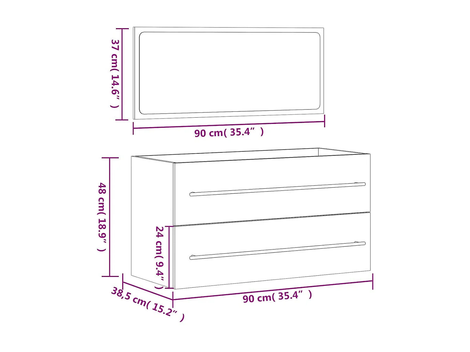 Badschrank mit Spiegel Sonoma-Eiche Holzwerkstoff