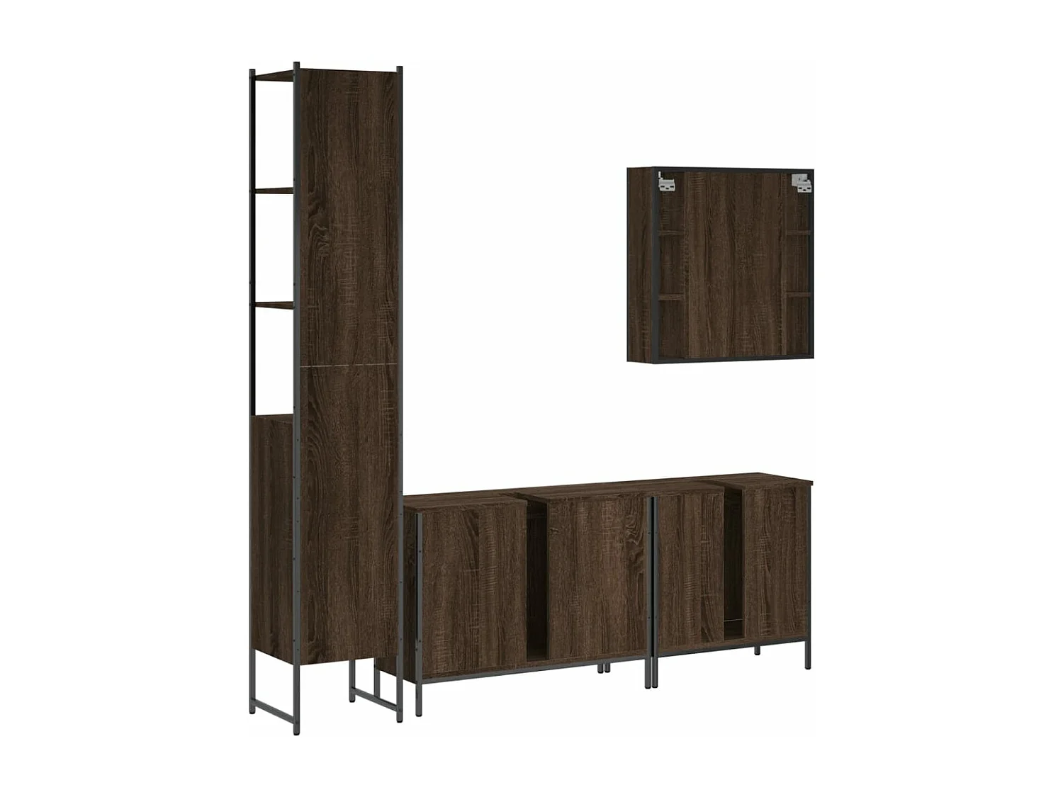 Ensemble d'armoires de salle de bain 4 pcs chêne marron