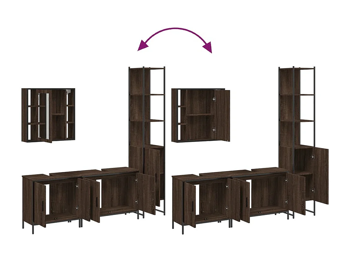 Ensemble d'armoires de salle de bain 4 pcs chêne marron