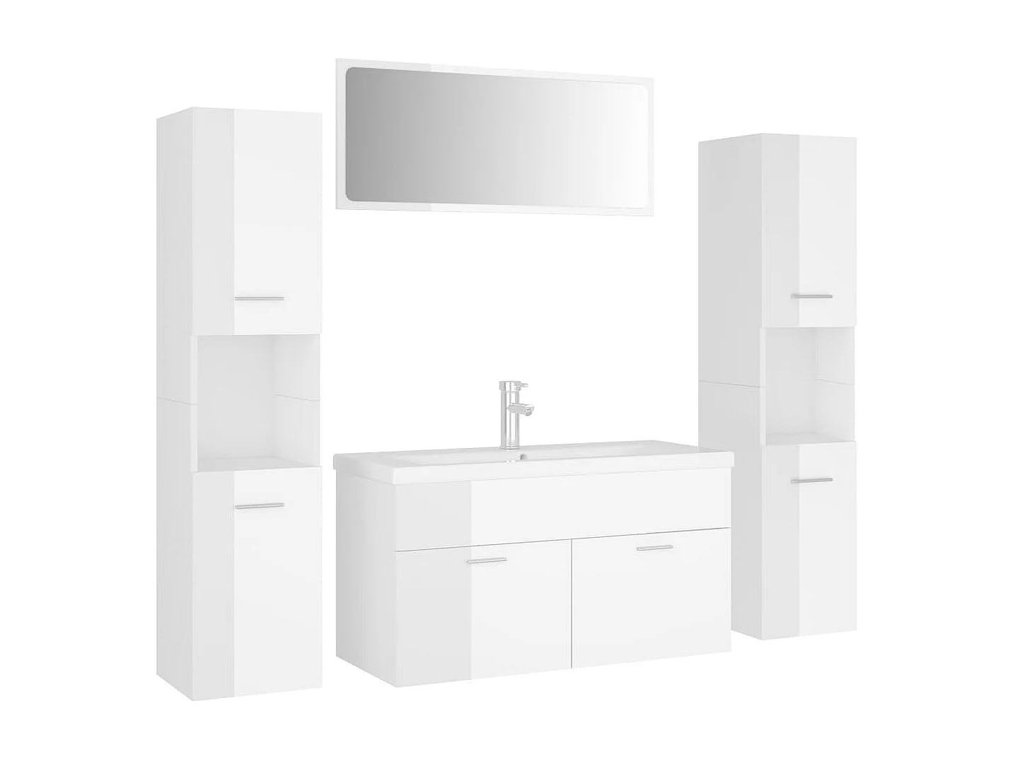 Ensemble de meubles de salle de bain Blanc brillant Aggloméré