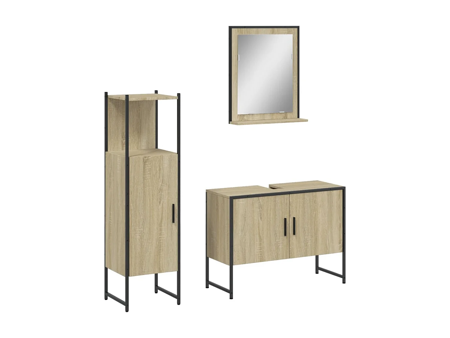 Ensemble d'armoires de salle de bain 3 pcs chêne sonoma