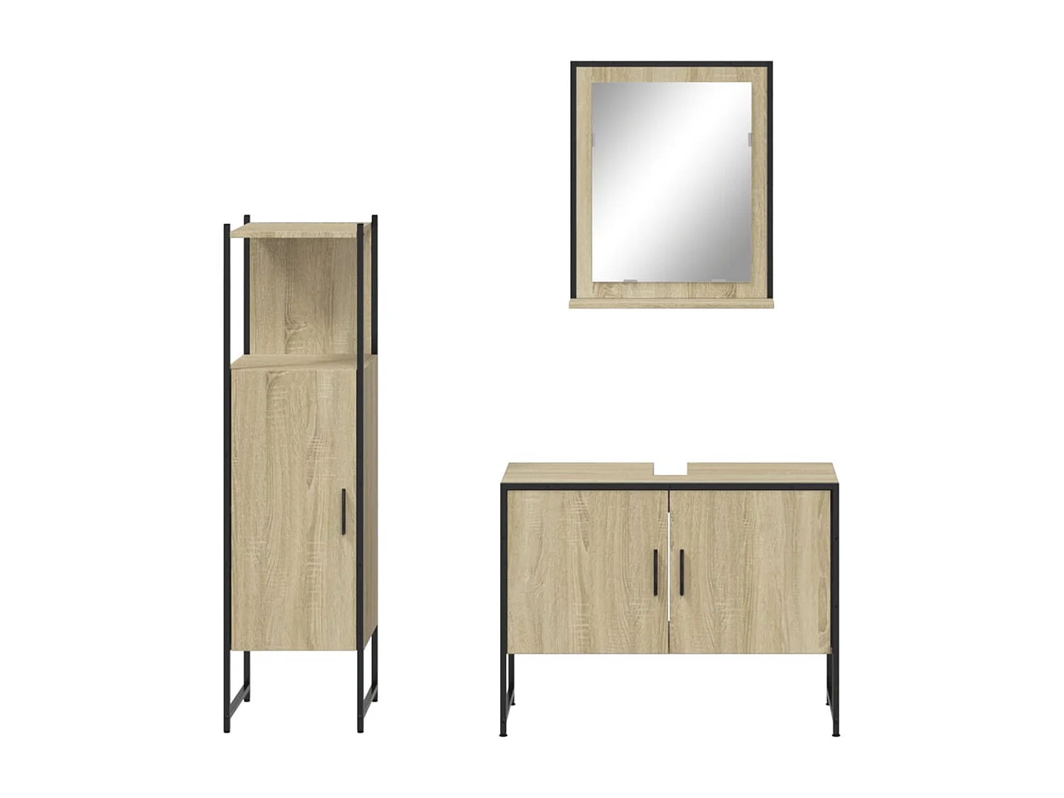 Ensemble d'armoires de salle de bain 3 pcs chêne sonoma