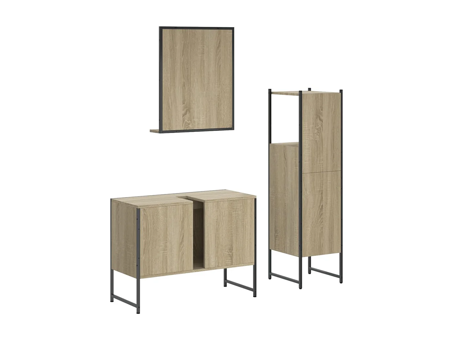 Ensemble d'armoires de salle de bain 3 pcs chêne sonoma