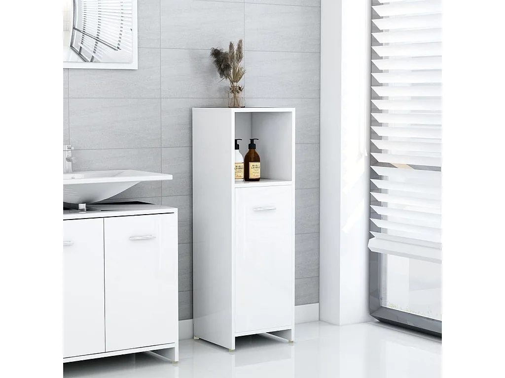 Armoire de salle de bain Blanc brillant 30x30x95 cm