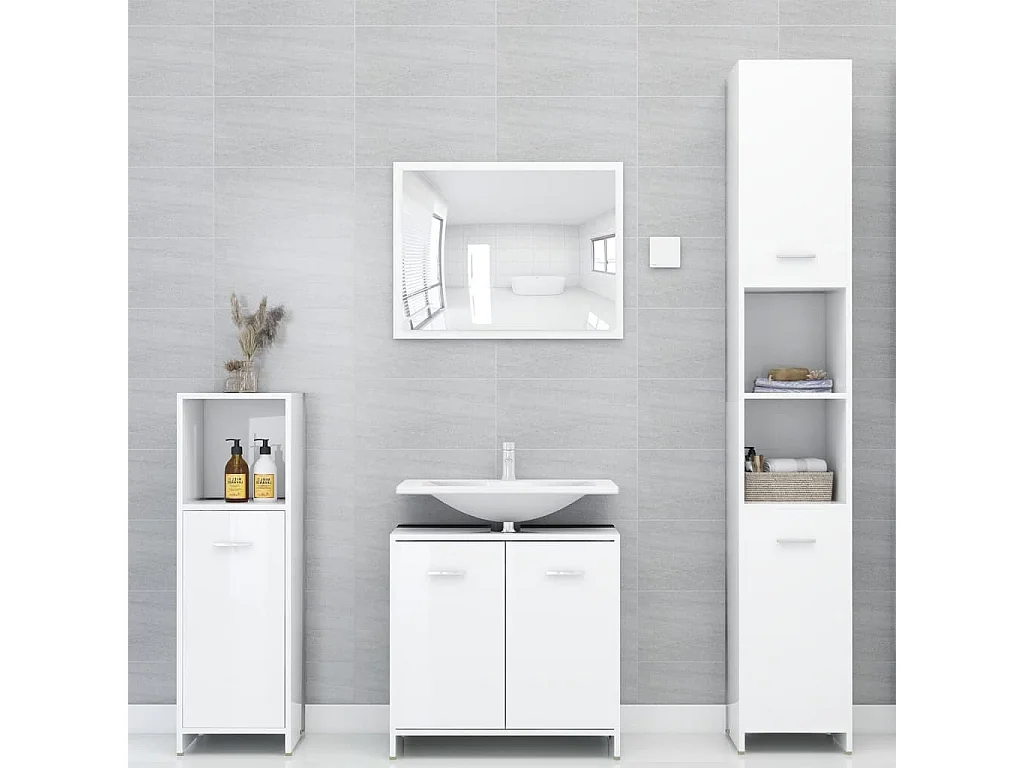 Armoire de salle de bain Blanc brillant 30x30x95 cm